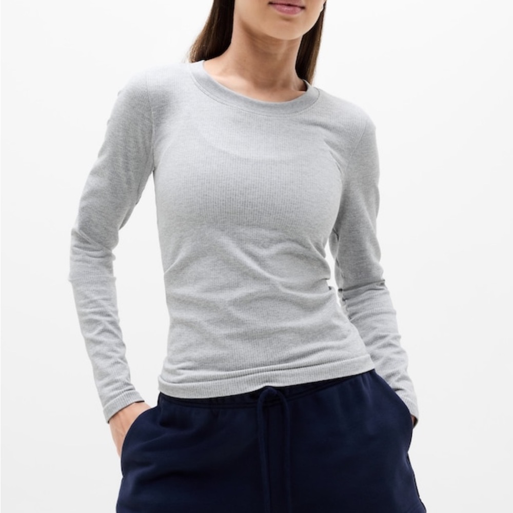 Athleta renew seamless Long Sleeve, gray, size small